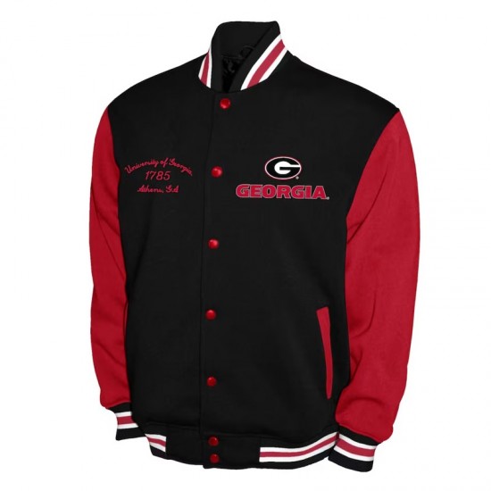 Georgia Bulldogs Fleece Red and Black Varsity Jacket