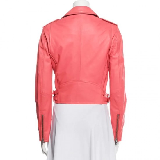 Gigi Hadid Biker Pink Leather Jacket Gigi Hadid Biker Pink Leather Jacket