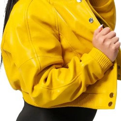 Gina Women’s Yellow Leather Varsity Jacket Gina Women’s Yellow Leather Varsity Jacket