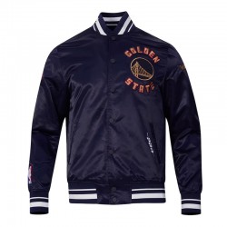 Golden State Warriors 2024/25 City Edition Chenille Navy Satin Jacket Golden State Warriors 2024/25 City Edition Chenille Navy Satin Jacket