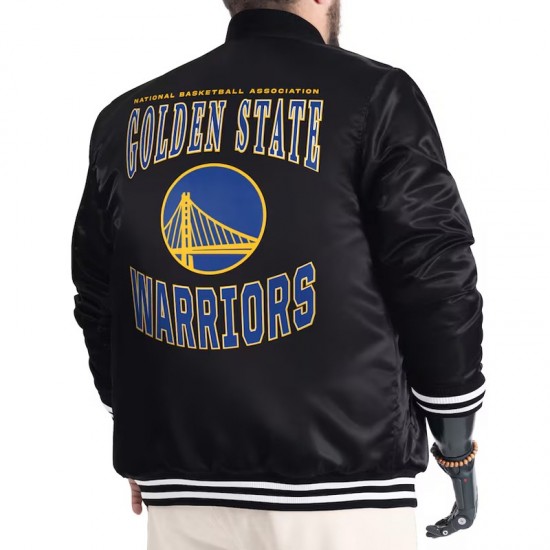 Golden State Warriors Adaptive Bold Logo Varsity Satin Jacket Golden State Warriors Adaptive Bold Logo Varsity Satin Jacket