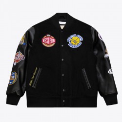 Golden State Warriors Black Out Vintage Logo Varsity Jacket Golden State Warriors Black Out Vintage Logo Varsity Jacket
