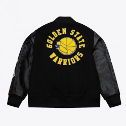 Golden State Warriors Black Out Vintage Logo Varsity Jacket Golden State Warriors Black Out Vintage Logo Varsity Jacket