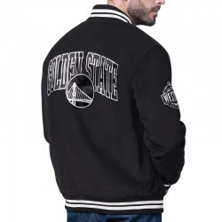 Golden State Warriors Blackout Corduroy Varsity Jacket Golden State Warriors Blackout Corduroy Varsity Jacket