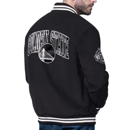 Golden State Warriors Blackout Corduroy Varsity Jacket Golden State Warriors Blackout Corduroy Varsity Jacket