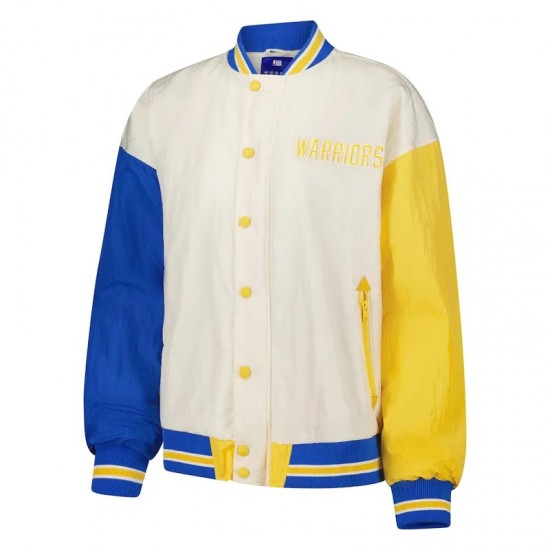 Golden State Warriors Color Block Bomber Full-Snap Jacket Golden State Warriors Color Block Bomber Full-Snap Jacket