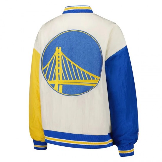 Golden State Warriors Color Block Bomber Full-Snap Jacket Golden State Warriors Color Block Bomber Full-Snap Jacket