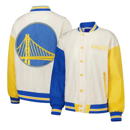 Golden State Warriors Color Block Bomber Full-Snap Jacket Golden State Warriors Color Block Bomber Full-Snap Jacket