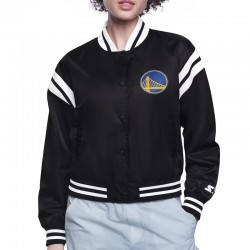 Golden State Warriors Printed Logo Varsity Satin Jacket Golden State Warriors Printed Logo Varsity Satin Jacket