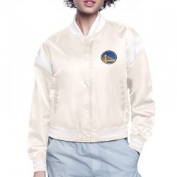 Golden State Warriors Printed Logo Varsity Satin Jacket Golden State Warriors Printed Logo Varsity Satin Jacket