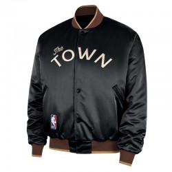 Golden State Warriors Remix Courtside Black Bomber Jacket
