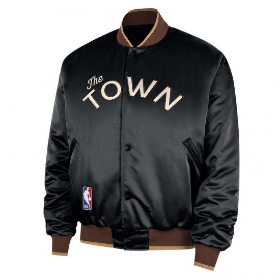 Golden State Warriors Remix Courtside Black Bomber Jacket Golden State Warriors Remix Courtside Black Bomber Jacket