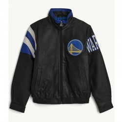 Golden State Warriors Retro Full Zip Leather Jacket
