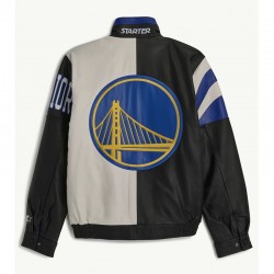Golden State Warriors Retro Full Zip Leather Jacket Golden State Warriors Retro Full Zip Leather Jacket