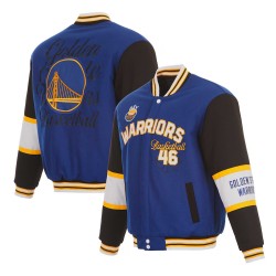 Golden State Warriors Royal and Black Varsity Wool Jacket Golden State Warriors Royal and Black Varsity Wool Jacket