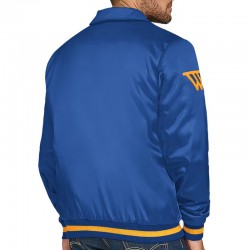 Golden State Warriors Stitch Applique Royal Satin Jacket Golden State Warriors Stitch Applique Royal Satin Jacket