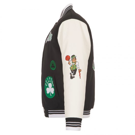Gothic Boston Celtics Black and White Varsity Jacket