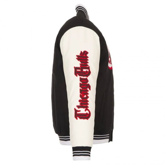 Gothic Chicago Bulls Varsity Wool/Leather Black and White Jacket