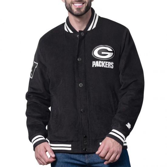 Green Bay Packers Blackout Corduroy Varsity Jacket