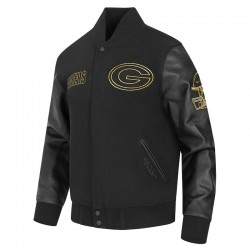 Green Bay Packers Full-Zip Black Varsity Jacket