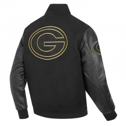 Green Bay Packers Full-Zip Black Varsity Jacket