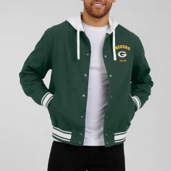 Green Bay Packers Green Cotton Hooded Jacket Green Bay Packers Green Cotton Hooded Jacket