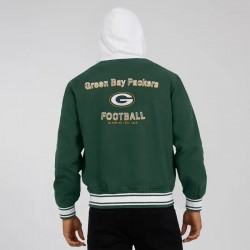 Green Bay Packers Green Cotton Hooded Jacket Green Bay Packers Green Cotton Hooded Jacket