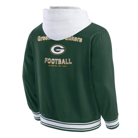 Green Bay Packers Green Cotton Hooded Jacket Green Bay Packers Green Cotton Hooded Jacket