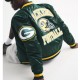 Green Bay Packers Green Varsity Bomber Satin Jacket Green Bay Packers Green Varsity Bomber Satin Jacket