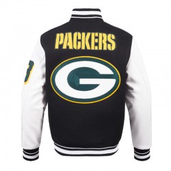 Green Bay Packers Mashup Rib Varsity Wool/Leather Jacket Green Bay Packers Mashup Rib Varsity Wool/Leather Jacket