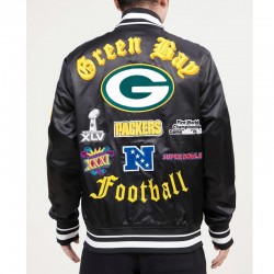 Green Bay Packers Old English Classic Rib Satin Jacket Green Bay Packers Old English Classic Rib Satin Jacket