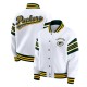 Green Bay Packers Snap Front White Fleece Jacket