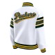 Green Bay Packers Snap Front White Fleece Jacket