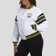 Green Bay Packers Snap Front White Fleece Jacket