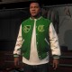GTA 5 Franklin Adamim Green and White Varsity Jacket