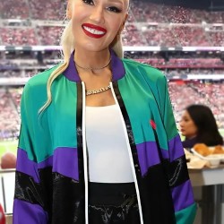 Gwen Stefani Colourblock Satin Bomber Jacket