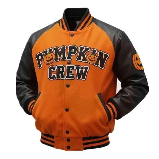 Halloween Pumpkin Crew Black and Orange Varsity Jacket