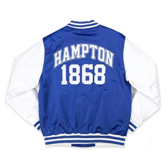 Hampton University Royal and White Baseball Jacket Hampton University Royal and White Baseball Jacket