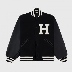 Harvard University Black Varsity Wool Leather Jacket