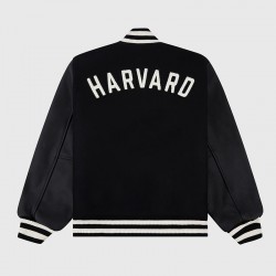 Harvard University Black Varsity Wool Leather Jacket