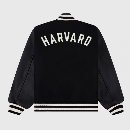 Harvard University Black Varsity Wool & Leather Jacket