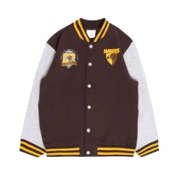 Hawthorn Hawks Brown Gray Varsity Fleece Jacket
