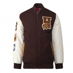 Hawthorn Hawks Collegiate Varsity Jacket in Brown and White Hawthorn Hawks Collegiate Varsity Jacket in Brown and White