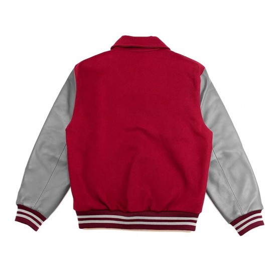 Hillman 2.0 Maroon and Gray Full-Snap Varsity Letterman Jacket Hillman 2.0 Maroon and Gray Full-Snap Varsity Letterman Jacket