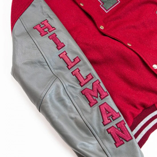 Hillman 2.0 Maroon and Gray Full-Snap Varsity Letterman Jacket Hillman 2.0 Maroon and Gray Full-Snap Varsity Letterman Jacket