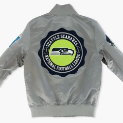 Hometown Hero Seattle Seahawks Grey Satin Jacket Hometown Hero Seattle Seahawks Grey Satin Jacket