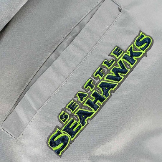 Hometown Hero Seattle Seahawks Grey Satin Jacket Hometown Hero Seattle Seahawks Grey Satin Jacket