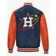 Houston Astros Blue and Orange Varsity Satin Jacket Houston Astros Blue and Orange Varsity Satin Jacket