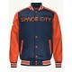 Houston Astros Blue and Orange Varsity Satin Jacket Houston Astros Blue and Orange Varsity Satin Jacket