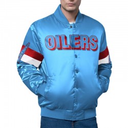 Houston Oilers Triple Option Varsity Satin Jacket